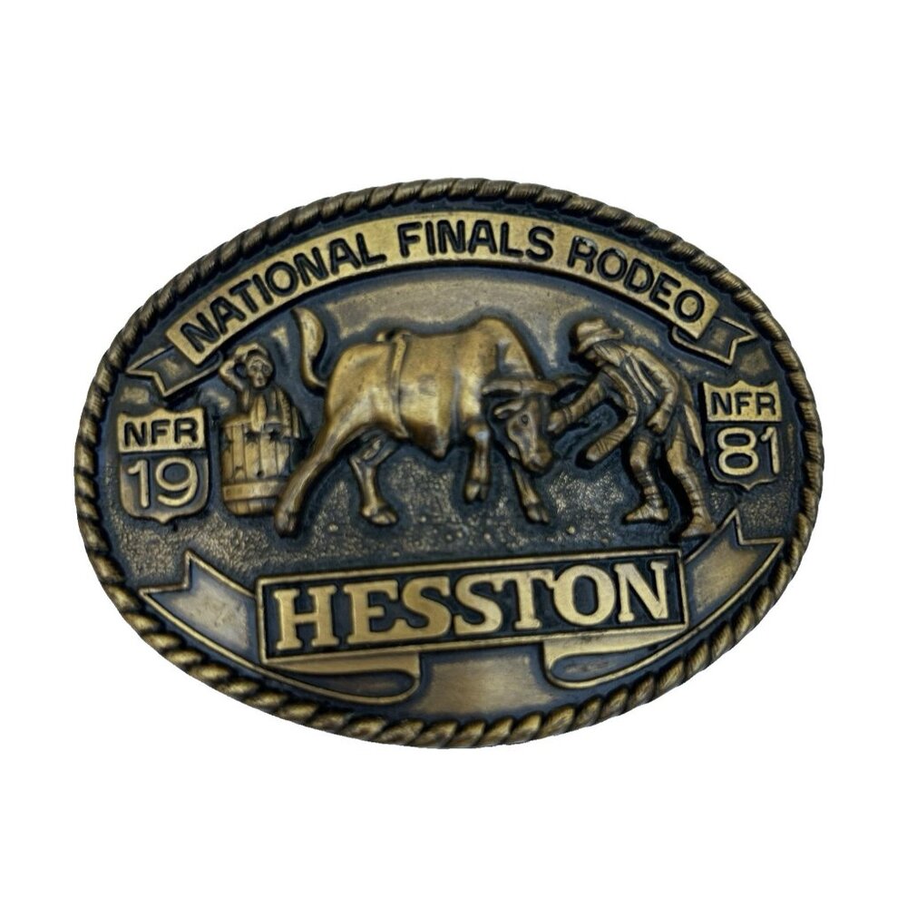 Vintage 1981 National Finals Rodeo NFR Hesston Collector’s Belt Buckle Seventh E